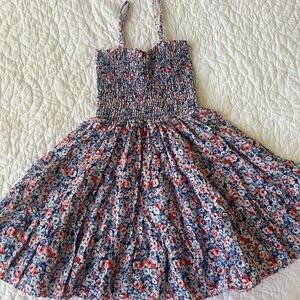 Janie and Jack Floral Smocked Dress in Blue and Red
